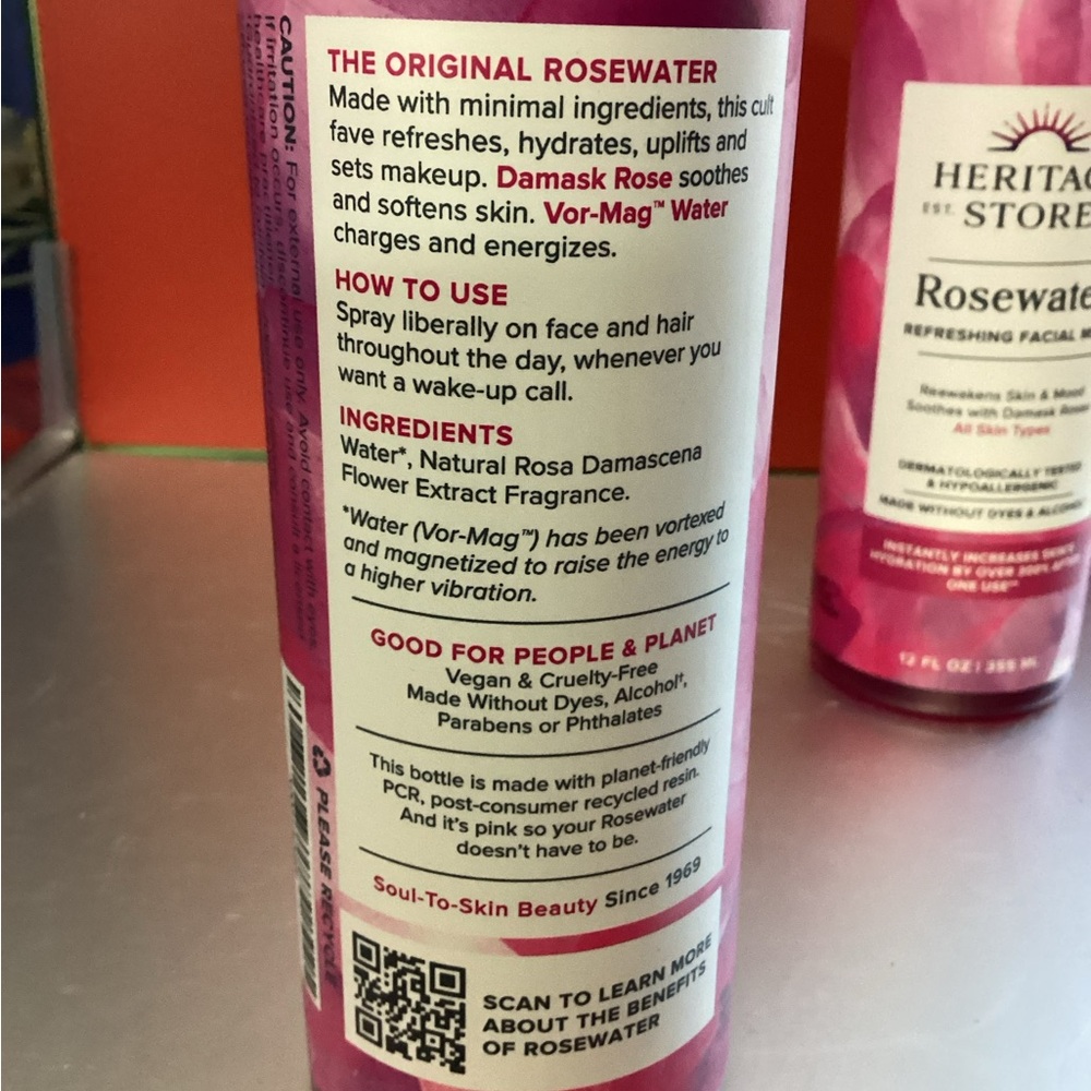 Heritage Store Rosewater Facial Mist -5$ per bottle never opened - Picture 3 of 3